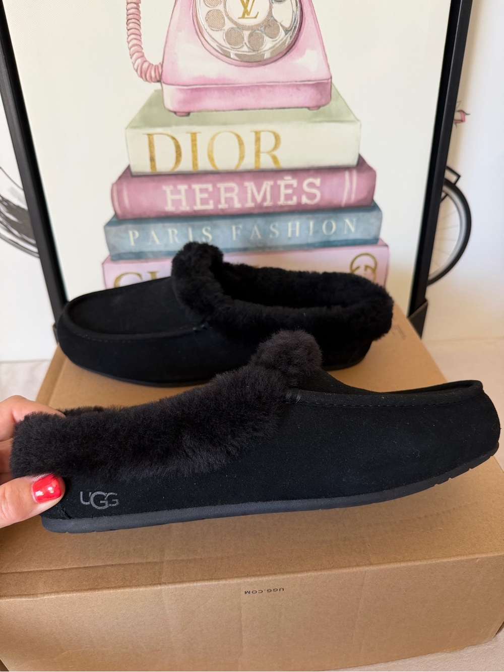 UGG Ansley Black Mule Slippers New